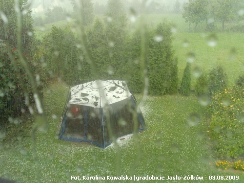 Gradobicie nad Jasłem i okolicą - 03.08.2009