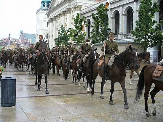 Jasielscy ułani na planie filmu