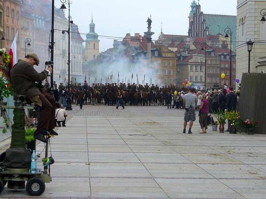 Jasielscy ułani na planie filmu