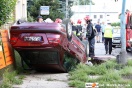 Ściął latarnię i dachował - 13.07.2009