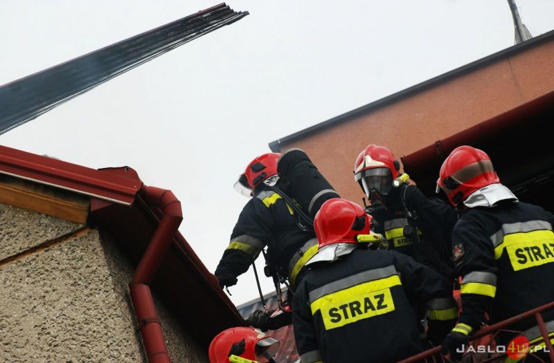 Pożar na ul. Basztowej w Jaśle