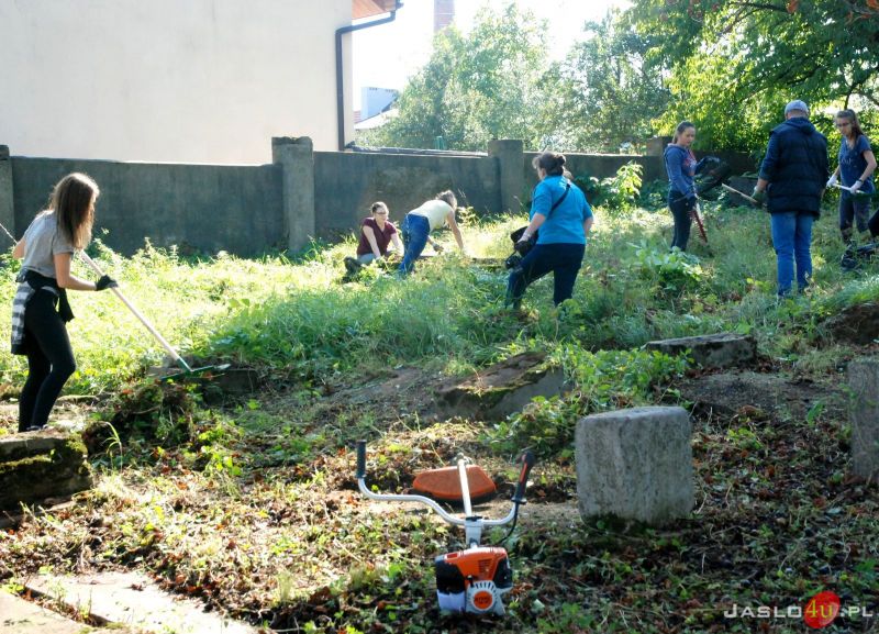 Sprzątanie cmentarza żydowskiego w Jaśle