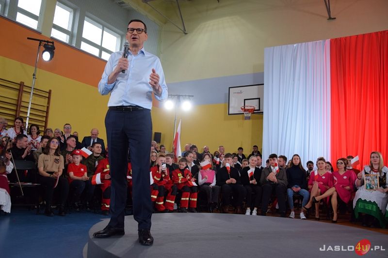 Wizyta premiera Mateusza Morawieckiego w Jaśle - inauguracja kampanii wyborczej PiS