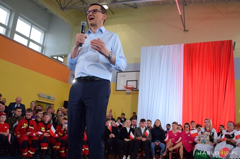 Wizyta premiera Mateusza Morawieckiego w Jaśle - inauguracja kampanii wyborczej PiS