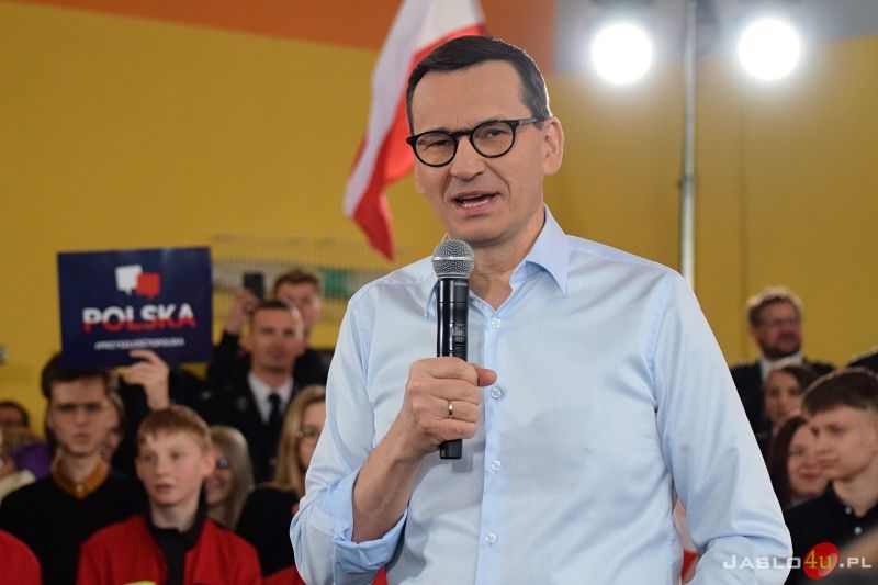 Wizyta premiera Mateusza Morawieckiego w Jaśle - inauguracja kampanii wyborczej PiS