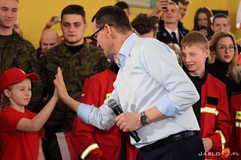 Wizyta premiera Mateusza Morawieckiego w Jaśle - inauguracja kampanii wyborczej PiS