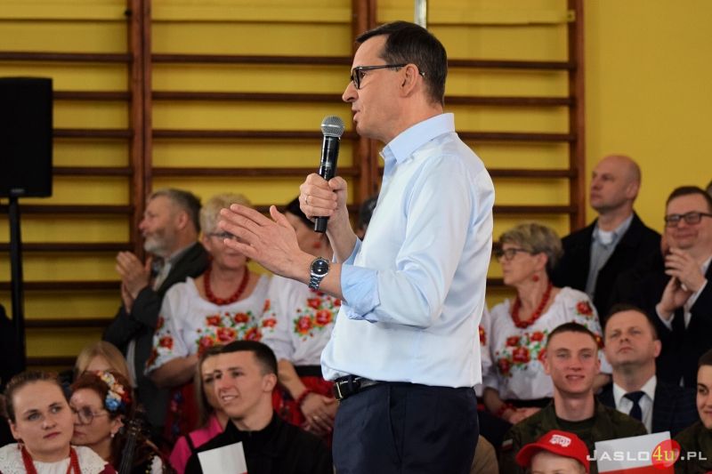 Wizyta premiera Mateusza Morawieckiego w Jaśle - inauguracja kampanii wyborczej PiS