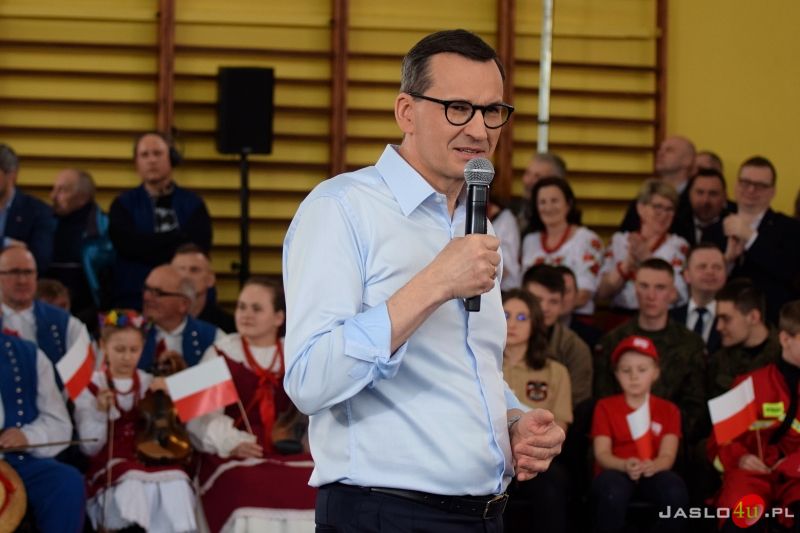 Wizyta premiera Mateusza Morawieckiego w Jaśle - inauguracja kampanii wyborczej PiS