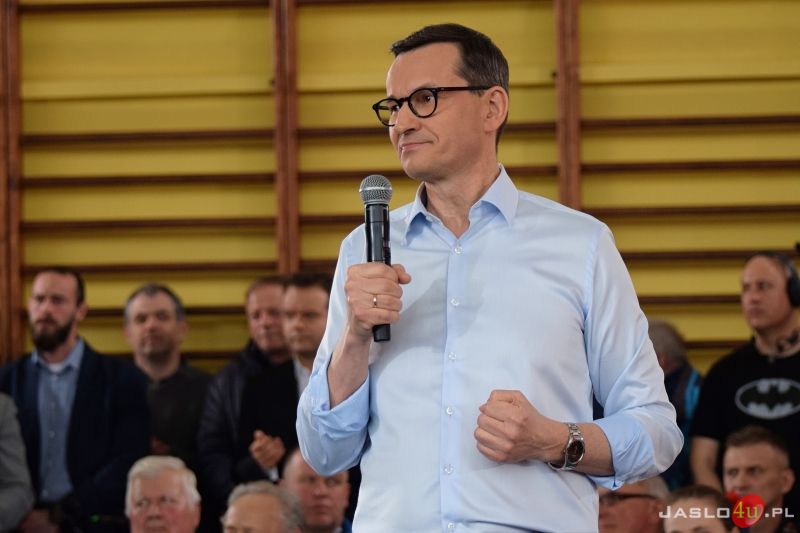 Wizyta premiera Mateusza Morawieckiego w Jaśle - inauguracja kampanii wyborczej PiS