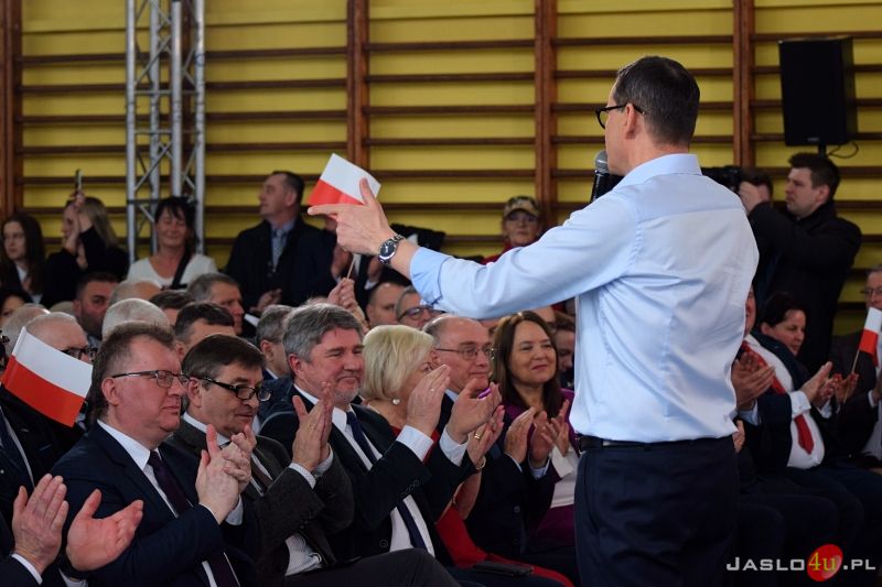 Wizyta premiera Mateusza Morawieckiego w Jaśle - inauguracja kampanii wyborczej PiS