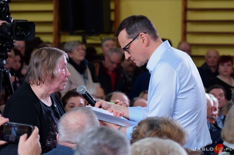 Wizyta premiera Mateusza Morawieckiego w Jaśle - inauguracja kampanii wyborczej PiS
