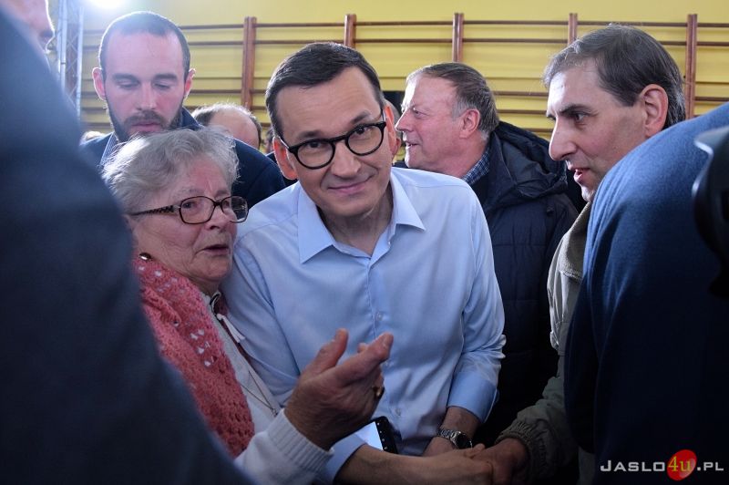 Wizyta premiera Mateusza Morawieckiego w Jaśle - inauguracja kampanii wyborczej PiS