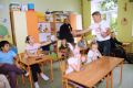Spotkanie kolonistów z kolejarzem i strażnikami ochrony kolei