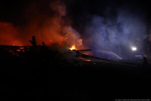 Pożar kościoła z Bączala Dolnego w skansenie w Sanoku